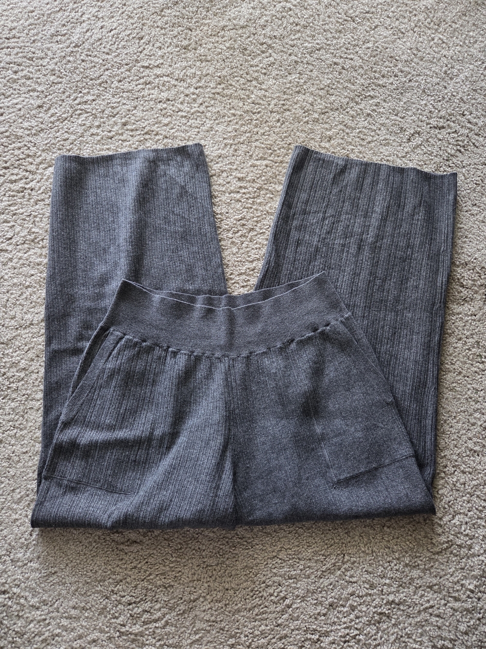 Soma Gray Ribbed Straight Leg Lounge Pants